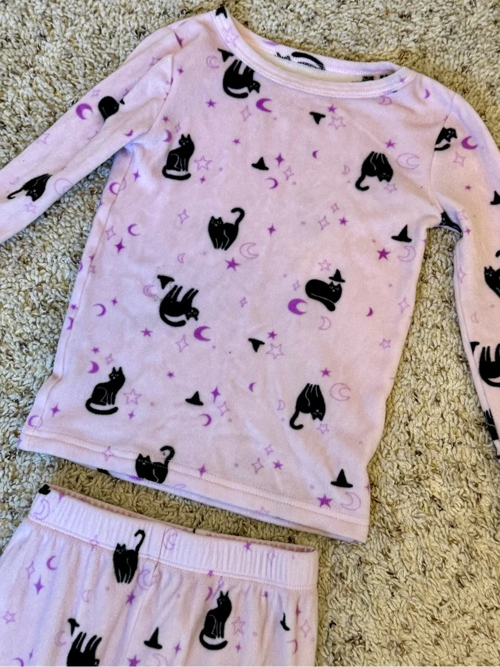 Cat & Jack Pink Cat and Witch Hat Print Pajama Set - 3T